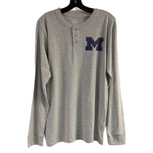 NWT Rivalry Threads Michigan Wolverines Gray Henley Shirt Size L